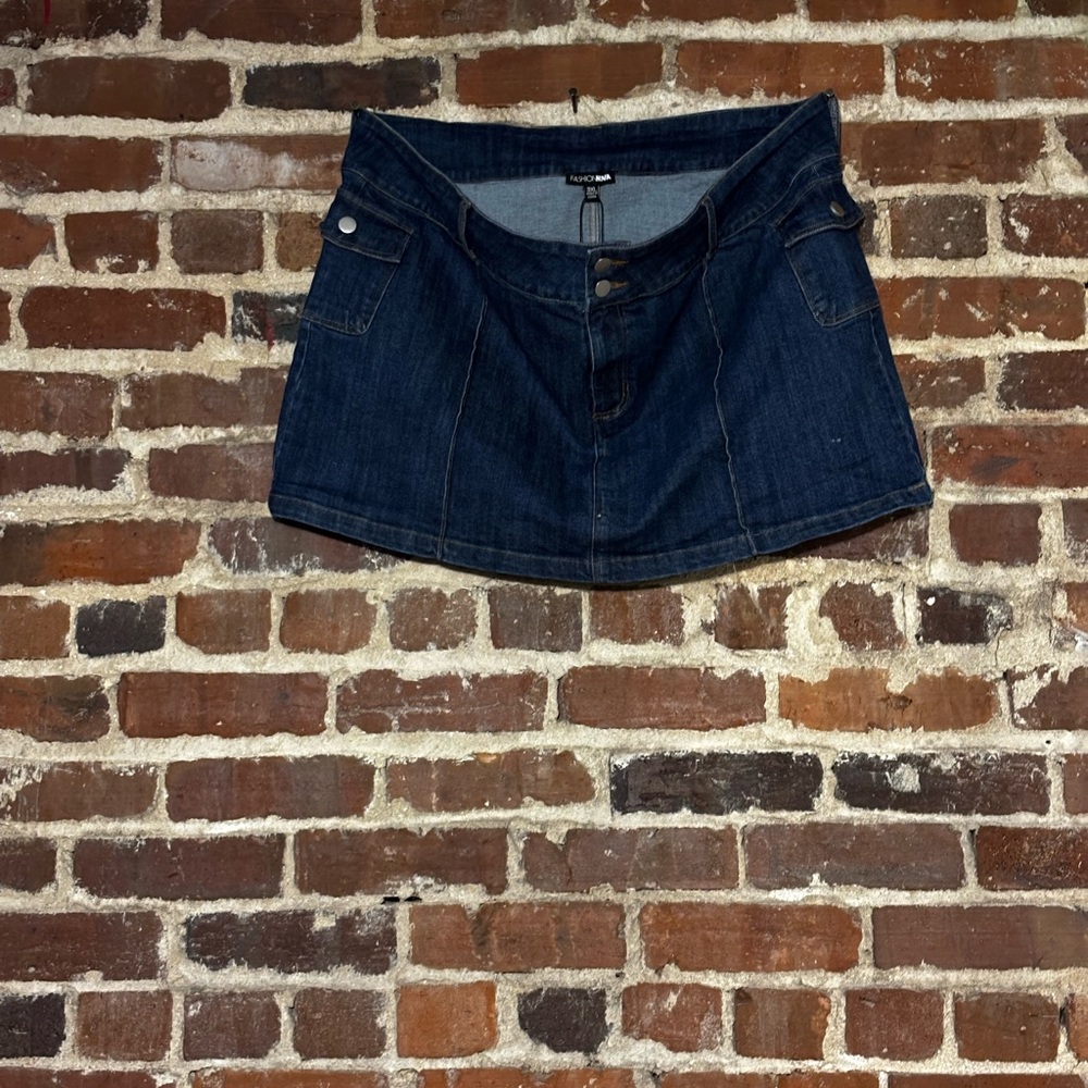 Fashion Nova Dark Blue Denim Mini Skirt